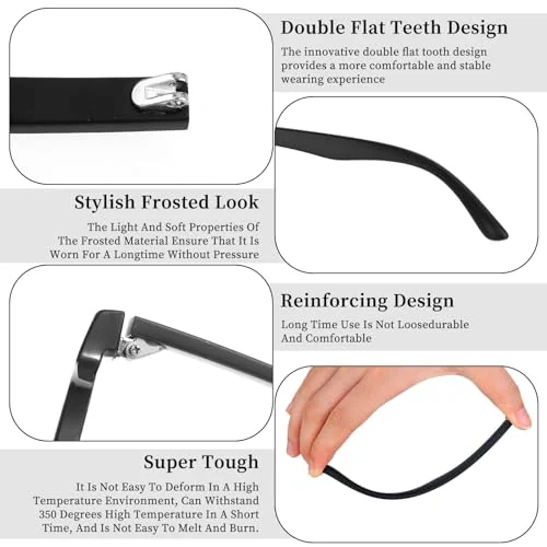 KALIONE 1 Pair Glasses Arm Replacement, Glasses Legs Replacement Eyeglass Arm Replacement Eyeglasses Arms Legs Replacement Accessories With Screws, Washers, Screwdrivers, Nose Pads (Black) 3