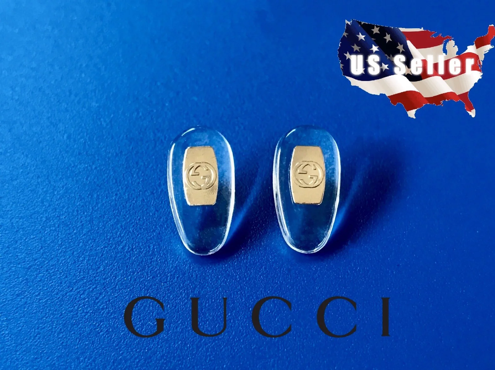 NEW Gold Gucci Replacement Silicone Nose Pads for Sunglasses Eyeglasses Screw-In