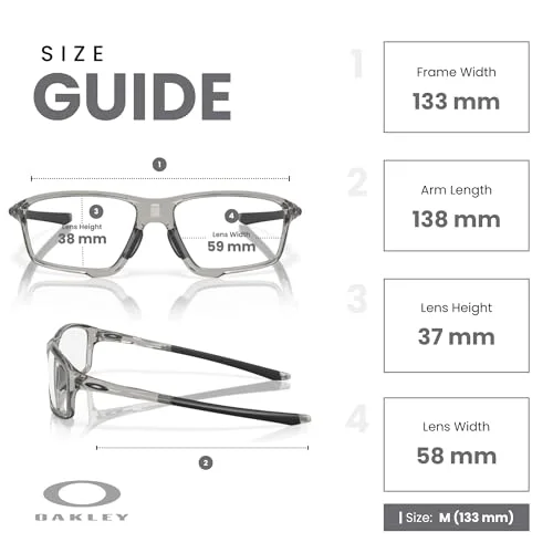 Oakley Crosslink Zero OX8080 808004 58MM Polished Grey Shadow Square Eyeglasses for Men + Bundle Accessory Leash Kit, Microfiber Pouch 4