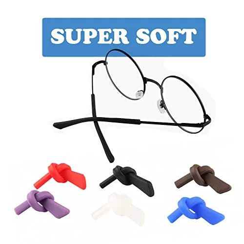 OPUGIT 8 Pairs Eyeglass Replacement Temples, Silicone Glasses End Tips Ear Sock Sleeve for Thin Metal Eyeglass Legs, Black 2