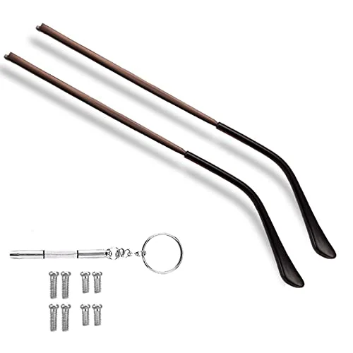 OPUGIT Metal Glasses Replacement Temple, Eyeglass Arms Legs Replacement, Glasses Repair Kit Universal Eyeglasses Replacement, DIY Temples for Glasses with Screws(1 Pair, Brown) 1