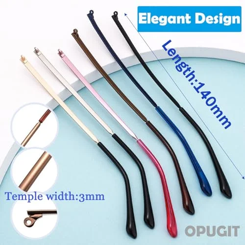 OPUGIT Metal Glasses Replacement Temple, Eyeglass Arms Legs Replacement, Glasses Repair Kit Universal Eyeglasses Replacement, DIY Temples for Glasses with Screws(1 Pair, Brown) 2
