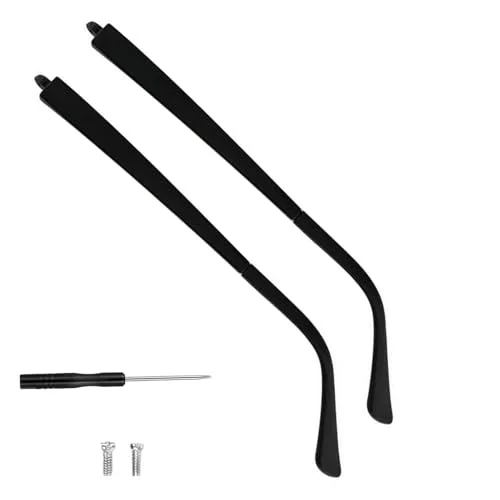 UPIONIC Glasses Replacement Temple, TR90 Eyeglass Arms Legs Replacement, Universal Eyeglasses Repair Kit, DIY Temples for Glasses with Screws (1 Pair, Matte Black) 1