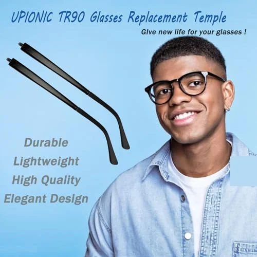 UPIONIC Glasses Replacement Temple, TR90 Eyeglass Arms Legs Replacement, Universal Eyeglasses Repair Kit, DIY Temples for Glasses with Screws (1 Pair, Matte Black) 3